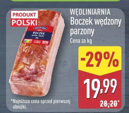 Boczek wędzony parzony promocja w Aldi