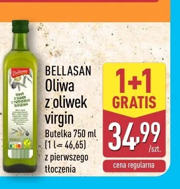 Oliwa z oliwek virgin z pierwszego tłoczenia BELLASAN promocja w Aldi
