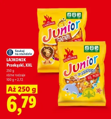 Przekąski Lajkonik Junior Safari XXL promocja w Lidl