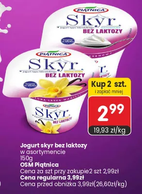 Jogurt skyr bez laktozy Piątnica promocja w Market Point