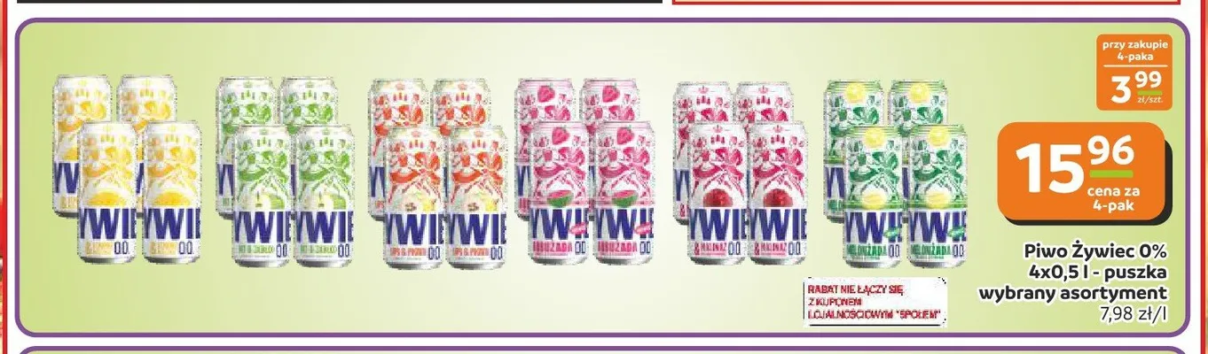 Piwo bezalkoholowe Żywiec Cytryna 4-pak promocja w Społem Częstochowa