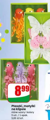 Ptaszki, motylki na klipsie różne wzory i kolory promocja w Dino
