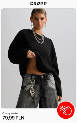 Czarny sweter Cropp promocja w Cropp