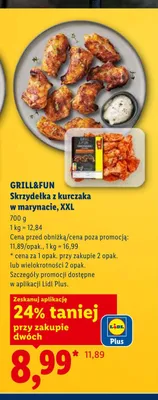 Skrzydełka z kurczaka w marynacie GRILL&FUN XXL promocja w Lidl