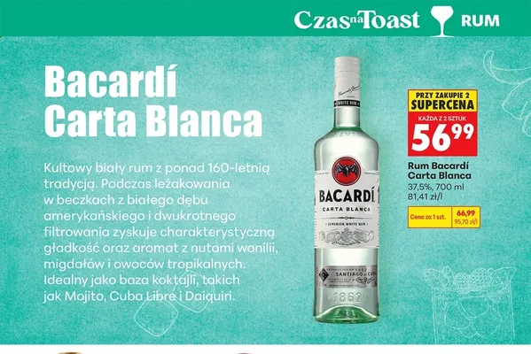 Rum Bacardí Carta Blanca promocja w Biedronka