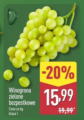 Winogrona zielone bezpestkowe promocja w Aldi