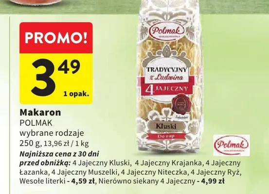 Makaron 4 Jajeczny Krajanka Polmak Tradycyjny z Ludwina promocja w Intermarche