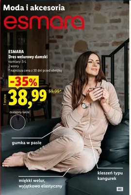 Dres welurowy damski Esmara promocja w Lidl