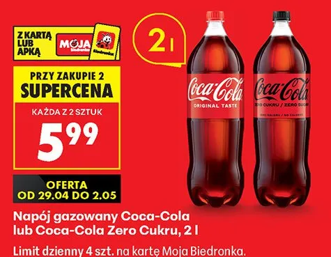 Napój gazowany Coca-Cola Zero Cukru promocja w Biedronka