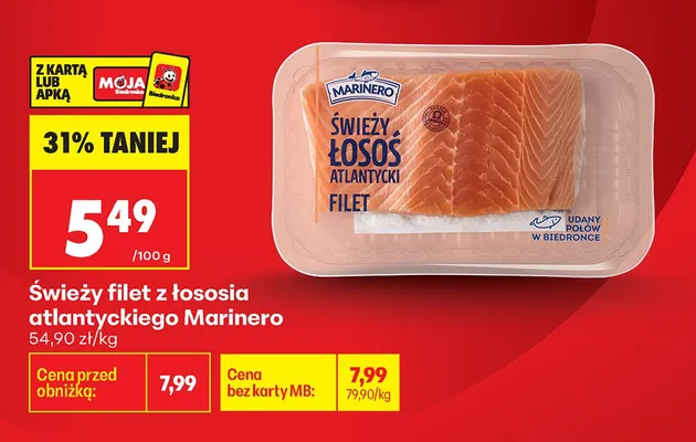 Świeży filet z łososia atlantyckiego Marinero promocja w Biedronka