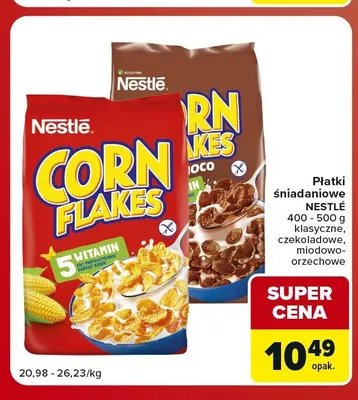 Płatki śniadaniowe Nestlé Corn Flakes klasyczne promocja w Carrefour Market