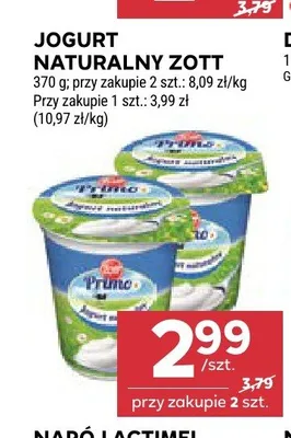 Jogurt naturalny Primo Zott promocja w Stokrotka