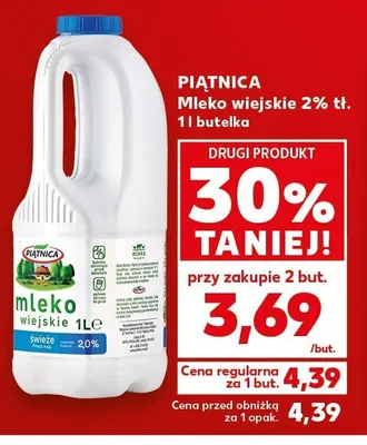 Mleko wiejskie 2% tł. Piątnica promocja w Kaufland