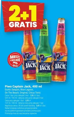 Piwo Captain Jack Exotic Daiquiri, Blue Lagoon, On The Beach, Original, Citrus Tonic promocja w Twój Market