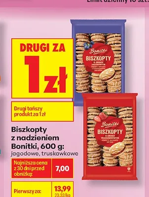 Biszkopty z nadzieniem jagodowym Bonitki promocja w Biedronka