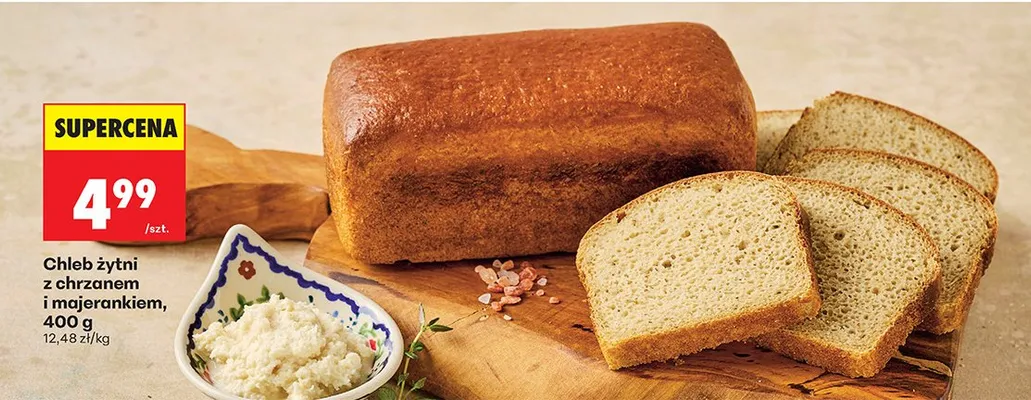 Chleb żytni z chrzanem i majerankiem promocja w Biedronka
