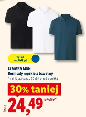 Bermudy męskie z bawełny promocja w Lidl