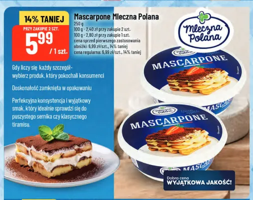 Mascarpone Mleczna Polana promocja w POLOmarket