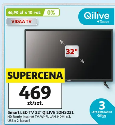 Telewizor Smart LED Qilive 32" promocja w Auchan