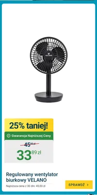 Regulowany wentylator biurkowy VELANO promocja w ERLI
