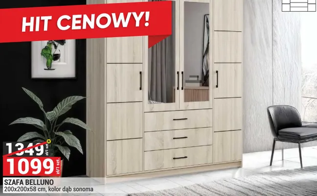 Szafa Belluno 200x200x58 cm, kolor dąb sonoma promocja w Merkury Market
