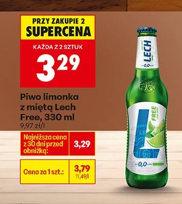 Piwo limonka z miętą Lech Free promocja w Biedronka