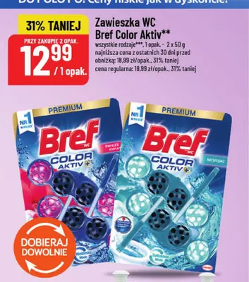 Zawieszka WC Bref Color Aktiv Świeże kwiaty 2-pak 50 g promocja w POLOmarket