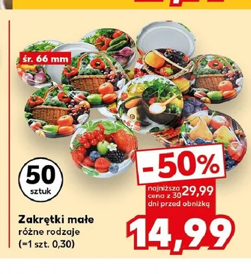 Zakrętki małe śr. 66 mm 50-pak promocja w Kaufland