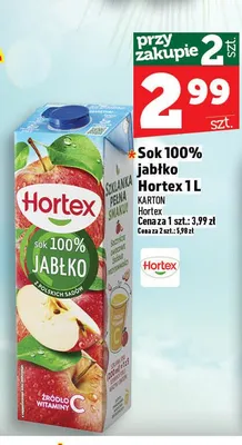 Sok 100% jabłko Hortex promocja w TOPAZ