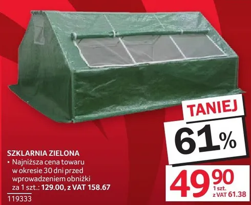Szklarnia zielona 119333 promocja w Selgros