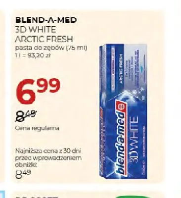 Pasta do zębów Blend-a-med 3D White Arctic Fresh promocja w Drogerie Jawa