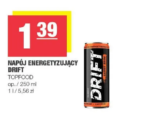 Napój energetyzujący Drift Topfood promocja w SPAR