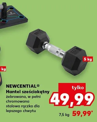 Hantel sześciokątny żebrowana, w pełni chromowana stalowa rączka dla lepszego chwytu promocja w Kaufland