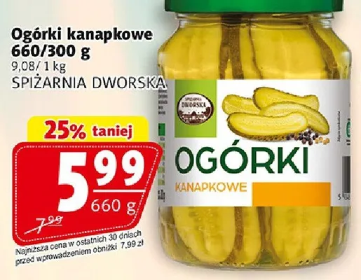 Ogórki kanapkowe SPIŻARNIA DWORSKA promocja w Prim Market