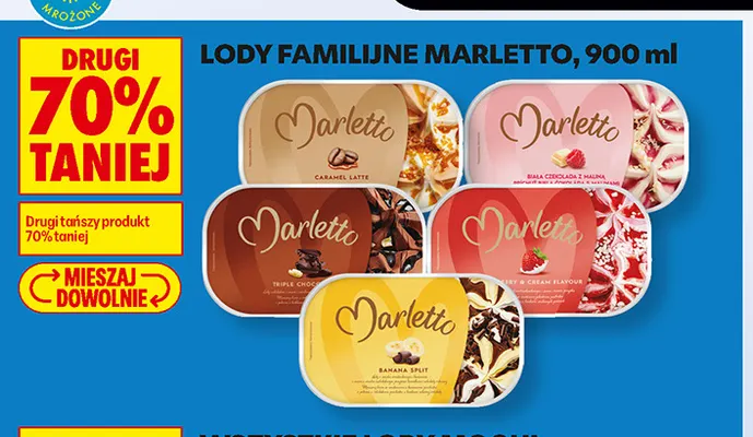 Lody familijne Marletto Biała Czekolada z Maliną promocja w Biedronka