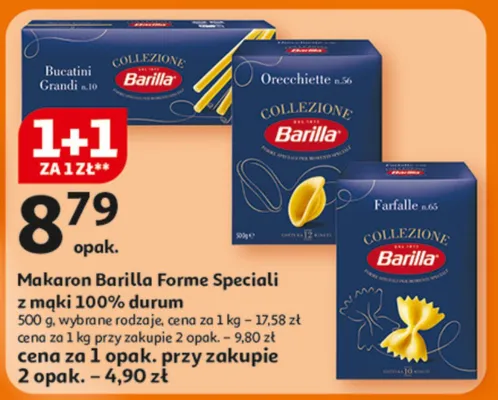 Makaron Forme Speciali z mąki 100% durum, wybrane rodzaje Barilla promocja w Auchan