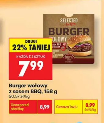 Burger wołowy z sosem BBQ Selected promocja w Biedronka