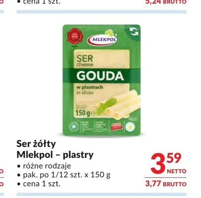 Ser żółty Mlekpol plastry promocja w Makro