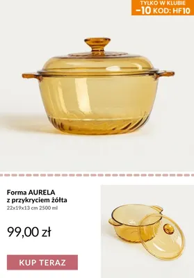 Forma Aurela z przykryciem żółta 22x19x13 cm 2500 ml promocja w Homla