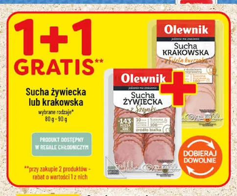 Kiełbasa sucha żywiecka z szynki Olewnik promocja w POLOmarket