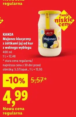 Majonez klasyczny z żółtkami jaj od kur z wolnego wybiegu Kania promocja w Lidl