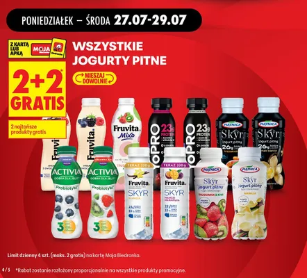 Jogurt pitny Piątnica Skyr truskawka kiwi promocja w Biedronka