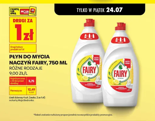 Płyn do mycia naczyń Fairy Cytryna promocja w Biedronka
