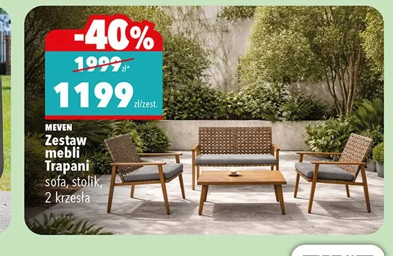 Zestaw mebli MEVEN Trapani sofa, stolik, 2 krzesła promocja w Biedronka