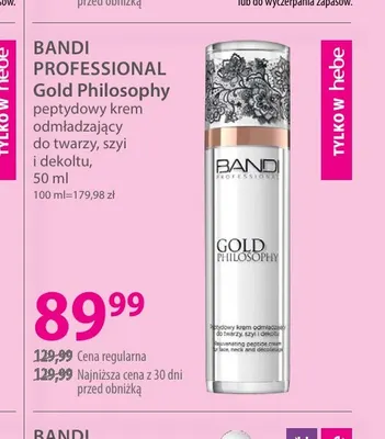 Peptydowy krem odmładzający do twarzy szyi i dekoltu Gold Philosophy Bandi Professional promocja w Hebe