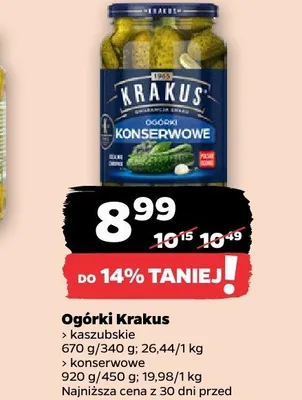 Ogórki kaszubskie Krakus promocja w Netto