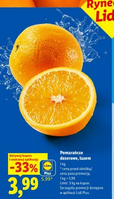 Pomarańcze deserowe luzem Ryneczek Lidla promocja w Lidl