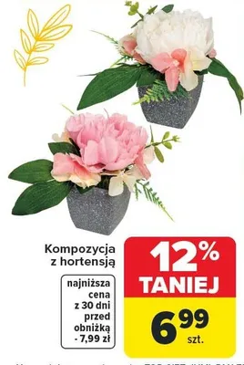 Kompozycja z hortensją promocja w Carrefour