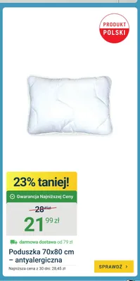 Poduszka antyalergiczna polska 70x80cm promocja w ERLI