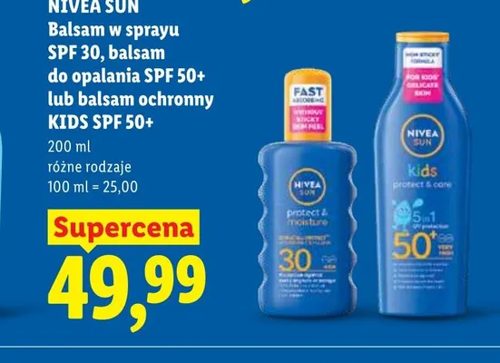 Kosmetyki do opalania Nivea Sun promocja w Lidl